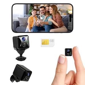 YISPK 4G LTE Hidden Camera,Cellular Security Camera No WiFi with 4G SIM Card, 4K HD Portable Car Spy Camera, 160Â° Wide View, with Night Vision, AI Motion Detection Alert App Control