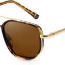 SODQW Tangle Free Aviator Sunglasses for Women Polarized Square Frame With UV400 Protection Sun Glasses for Driving (A05- Tortoise/Brown)