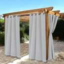 BONZER Waterproof Indoor/Outdoor Curtains for Patio - Thermal Insulated, Sun Blocking Grommet Blackout Curtains for Bedroom, Porch, Living Room, Pergola, Cabana, 2 Panels, 52 x 95 inch, Vintage Silver