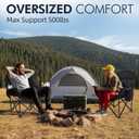 Oversized Camping Chair for Adults - Heavy Duty Outdoor Padded Large Lawn Camp Chair with Cup Holder Cooler Pockets for Sports Beach Fishing Garden Portable Supports 500lbs, AllBlack 2 Pack