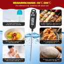 Copkim 6 Pcs Instant Read Meat Thermometer with Long Probe 9.65 Inch Kitchen Cooking Food Candy Waterproof Digital Thermometer for BBQ Water Milk Yogurt Liquid Cooking(Black)