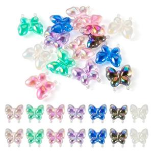 FASHEWELRY 14pcs Acrylic Butterfly Beads for Jewelry Making，Glow in The Dark Butterfly Beads Acrylic Assorted Beads Cute Luminous Uv Rainbow Iridescent Acrylic Beads for Bracelets Earrings Necklace