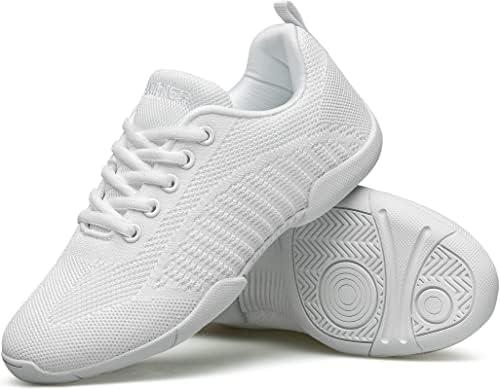 BAXINIER Girls White Cheerleading Shoes Lightweight, Breathable, Flexible, Tumbling, Dancing, Training Tennis, Walking, Youth Cheer Competition SneakersSize 36