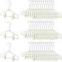 Soaoo 150 Pcs Baby Velvet Hangers with Clips 50 Velvet Hangers and 100 Non Slip Clips for Kids Pants, Shirts, Dresses(Beige)
