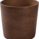 Ekirlin 7 inch Plant Pot, Resin Mahogany Texture Flower Planters with Drain Hole, Removable Rubber Stopper and Non-Slip Soft Pad - for Most Plants and Flowers