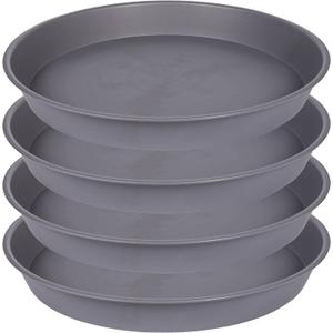 4 Pack of 13 14 inch Plant Saucer (12.2 Inch Base), Heavy Duty Plastic Plant Drip Trays 14" Round, Plant Trays for Indoors, Bird Bath Bowls, Plate for Planter 12-14" (14 inch, Cement Gray)
