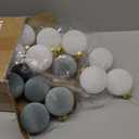 30 Pcs Dusty Blue Velvet Christmas Balls Bulk 3.15 Inch Flocked Christmas Tree Ball Ornaments, Plastic Xmas Decorative Shatterproof Hanging Ornaments Bulb Loop for Party Holiday