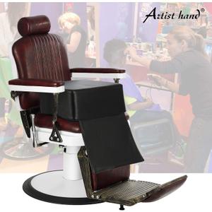 Artist Hand Barber Booster Seat for Kids, Children Salon Chair Cushion, 6.5" Thick Toddler Booster Seat for Hair Cutting with Foot Protector, Black Synthetic Leather