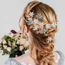 14Pcs Christmas Snowflake Hair Clips Rhinestone Blue White Decorative Bridal U-Shape Hair Pins Hair Accessories for Women Winter Holiday Wedding Party Xmas Hair Barrettes