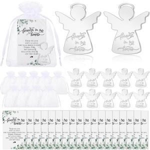 50 Sets Funeral Memorial Gifts for Guests Bulk Guardian Angel Pocket Tokens Forever in Our Hearts Cards with Organza Bags Celebration of Life Favors for Guest Memorial Party Funeral Gifts