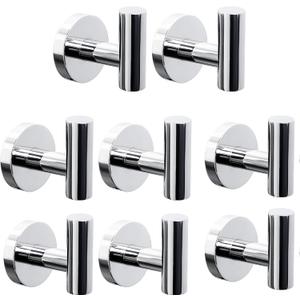 8 Pack Bath Towel Hooks, Wall Mount Towel Holder Chrome Finish Towel Rack, Heavy Duty Robe Coat Loofah Hooks for Shower, Kitchen,Hotel, Pool Tile, Brick Modern Style Decor Wall Hooks