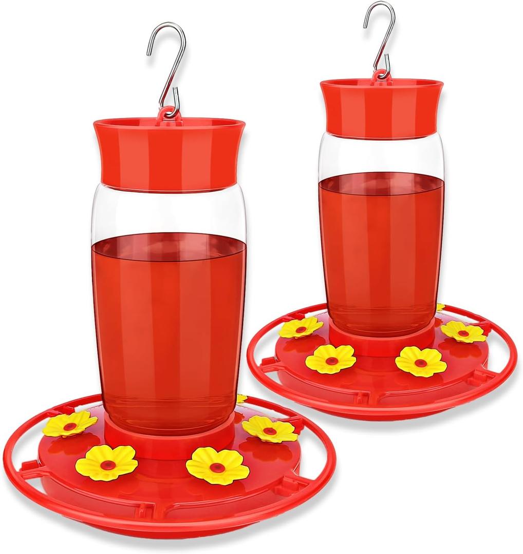 Hummingbird Feeder, 2Pack Hummingbird Feeders for Outdoors Hanging ant and Bee Proof, Humming Birds Feeders for Outside, Plastic Hummingbird Feeder, Humming Bird Feeder 23 OZ