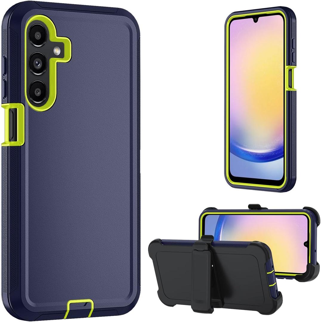 for Samsung Galaxy A16 5G case,A16 5G Heavy Duty case,with A Tempered Glass Screen Protector, [Military Grade Protective ] [Shockproof] [Dropproof] [Dust-Proof] (with Belt Clip-Blue Green)