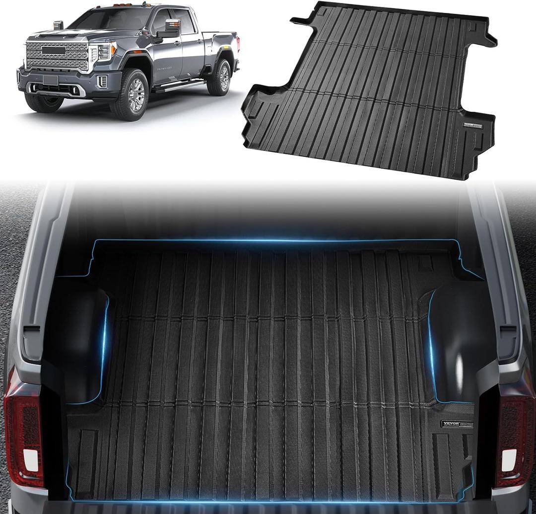 VEVOR Truck Bed Mat, Compatible with 2019-2024 Chevy Silverado/GMC Sierra 1500, TPE Truck Bed Liner Mat Fits for 5.8FT Bed, Thick and Heavy-Duty Bed Mat Car Accessories for All-Weather Protection