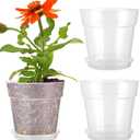 3 Pcs Clear Nursery Pots Set with Saucers, 11.8 in Plastic Orchid Pots, Large Plant Pot with Drainage Holes, 3.7 Gallon Capacity for Orchids and House Plants