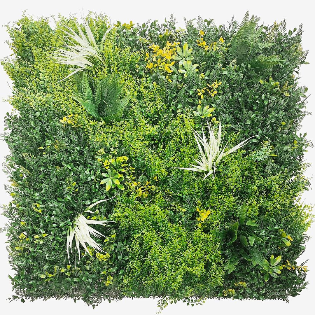 Artificial Grass Wall Boxwood Panels 40'' x 40'' in(11.5 sqft) Greenery Ivy Privacy Fence Faux Backdrop with UV Protection Vine Leaf Hedge for Garden Covering Privacy, Home Decor