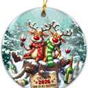 3 x Funny Christmas Ornament 2025, Friend Ornament  Cheers to 2026 Time to Get Blitzened Party Ornament  Humorous Tree Decoration for Adults, Friends, Holiday Parties, White Elephant Gift
