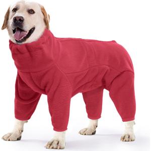 ROZKITCH Dog Fleece Pullover, Pet Windproof Warm Cold Weather Jacket Vest Cozy Jumpsuit Apparel Outfit Clothes for Small Medium Large Dog Walking Hiking Sleep Red, Large