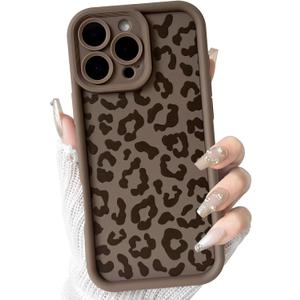 NITITOP Compatible with iPhone 16 Pro Case Cute Stylish Leopard Print Design for Women Girls Men Artistic Soft TPU Shockproof Protective Full Camera Protection Cover - Brown