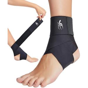 HiRui Ultrathin High-Elastic Ankle Wraps Ankle Brace for Men Women Kids, Adjustable Ankle Straps for Running, Football, Basketball, Sprains, Arthritis, Plantar Fasciitis (Black, Small (Pack of 1))