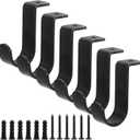 Sumnacon Metal Curtain Rod Brackets Set of 6 - Matte Black Ceiling Mount Hooks for Living Room & Bedroom