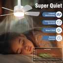 17.5" Socket Fan Light with Remote, 25W 1600 Lumens 3 Colors 3000-6000K Small Ceiling Fans with Lights 6 Speed Light Bulb Fan for Bedroom, Living Room, Kitchen, Garage