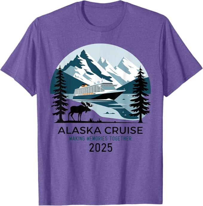 Matching Family Friends and Group Alaska Cruise 2025 T-Shirt (XL) Purple Heather