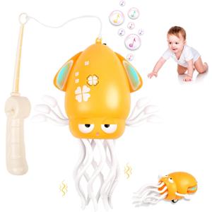 Baby Dancing Octopus Toy for 1 2 3 Year Old Boy Girl, Magical Musical Squid & Infant Tummy Time Toy, USB Rechargeable Crawling Baby Squid Toys for Walking Toddlers Interactive Gift
