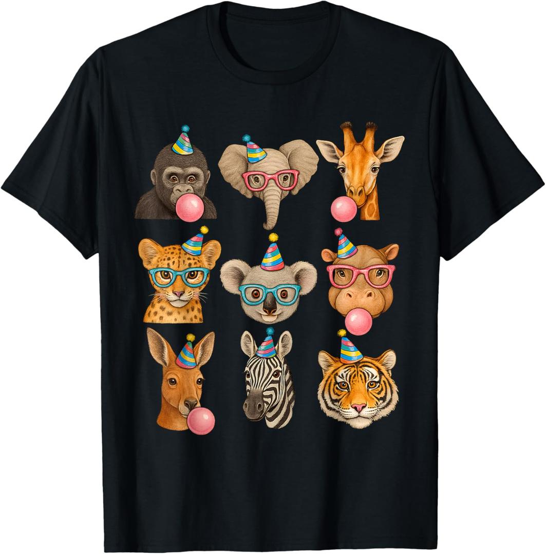 Zoo Animals Wildlife Safari Jungle Birthday Party Boys Girls T-Shirt XS