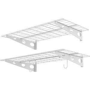 WALMANN 2 Pack Garage Wall Shelves, 2 x 4 ft/24 * 48 inch Wall Mounted Storage Shelves for Garage Heavy Duty Wall Shelving, Holds Up to 220 lbs(White)