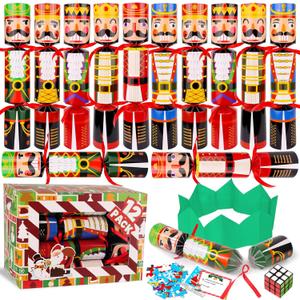 12 Pack Christmas No-Snap Party Table Favors, Christmas Party Supplies with Party Hat Joke & Little Surprise Toys Inside for Kids & Adults, Xmas Table Decorations Seasonal Holiday Dinner Table Gifts
