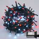 YEGUO 66ft 200 LED Christmas Lights Outdoor Waterproof, 8 Modes Purple String Lights Plug in, Green Wire Twinkle Tree Lights Indoor with Timer Memory (Red and White)