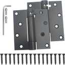 2 Pack Heavy Duty Stainless Steel Self Closing Door Hinges 4 Inch Black Spring Loaded Hinges, Adjustable Tension for Garage, Front Door, Back Door, Auto Close Hinges for Heavy Doors (4 inch)