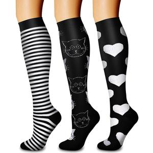 CHARMKING Compression Socks for Women & Men Circulation (3 Pairs) 15-20 mmHg is Best Support for Athletic Running Cycling (Large-X-Large, 15 White/Black/Black)
