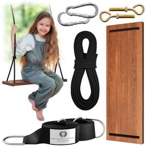 The Lion's Garden Swing with Tree Straps (32 cm Straps Carbonized Wooden Swing 17.7in)