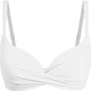 ZAFUL Women Twist Front Underwire Bikini Top Push Up Lace Up Swimsuit Tops Bra Padded Bathing Suit Tops (Large, 0-white)
