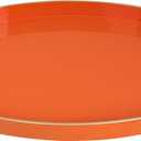 MAONAME Orange Decorative Tray, Oval Serving Tray with Handles, Plastic Tray for Coffee Table, Ottoman Trays for Living Room, Bathroom, 15.6" X 10.6" X 1.4"