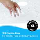 SlipX Solutions 27" Oversize Square Shower Mat, Non-Slip Mat for Elderly & Kids, 100+ Power Grip Suction Cups for Smooth Surfaces, Machine Washable, Clear