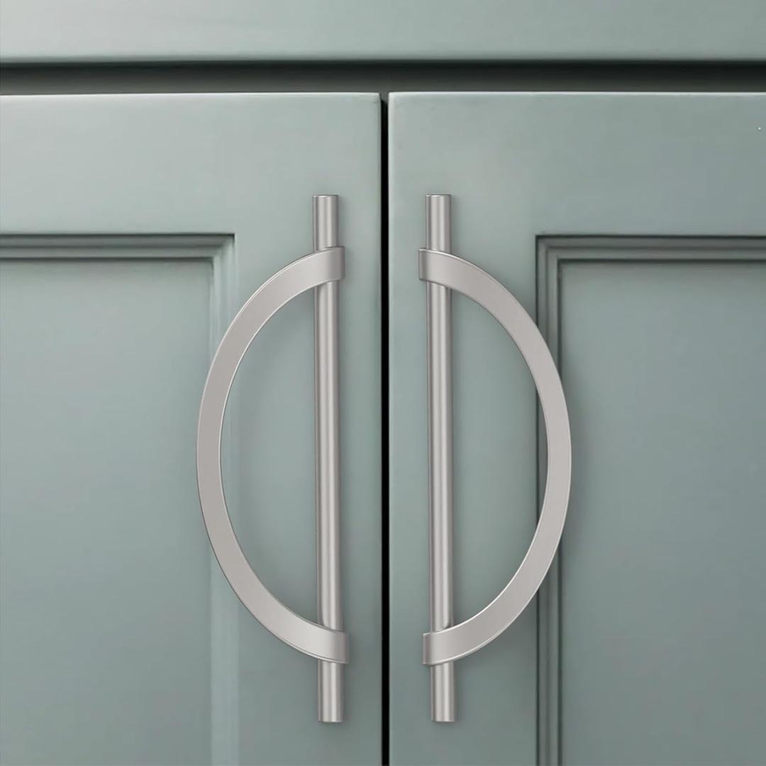 Amerdeco 10 Pack Brushed Satin Nickel Cabinet Pulls 7.5 Inch(192MM) Hole Centers Kitchen Cabinet Handles Hardware Kitchen Handles for Cabinets Cupboard Handles Drawer Pulls ZH0027