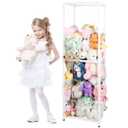 Stuffed Animal Storage Zoo Stuffed Animal Holder,Off-Ground and Space Save Vertical Stuffed Animals Organizer PVC with Elastic for Bedroom Playroom (White, Large)