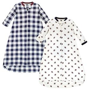 Hudson Baby Unisex Baby Cotton Long-Sleeve Wearable Sleeping Bag, Sack, Blanket, Football, 18-24 Months