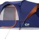 CAMPROS CP Camping Tent 10 Person Family Cabin Tent, 2 Room Water Resistant Waterproof Tent with Top Rainfly, 4 Large Mesh Windows, Double Layer, Easy Set Up, Portable with Carry Bag, 16ft x 9ft x72in (Blue)