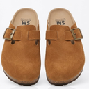 Genuine Leather Clogs for Women Shoes - Memory Foam Insole, Non-Slip & Natural Cork Footbed Arch Support Big Buckle Womens Clogs and Mules Footwea 8