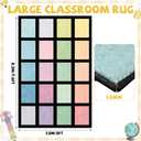 5x7.6 ft Pastel Color Squares Classroom Rug Colorful Educational Area Mat Happy Squares Rainbow Color Themed Play Carpet Back to School Learning Mat for Preschool Nursery Kindergarten(Pastel)