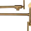 WOWOW Gold Pot Filler Faucet: Single Hole Wall Mount Stove Faucet, Brass Pot Filler Two Attachment with Double Joint Swing Arms