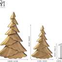 RM ROOMERS Christmas Tree Figurines Wooden, Set of 2 Gold Christmas Tree Vintage Tabletop Xmas Statues, Antique Decorative Xmas Trees for Desk, Mantel, Entryway, Rustic Holiday Centerpieces