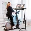 Enayplon Small Standing Desk with Wheels, Portable Treadmill Desk, Rolling Desk Adjustable Height for Laptop, Mobile Standing Table for Walking Pad, Bedside Table