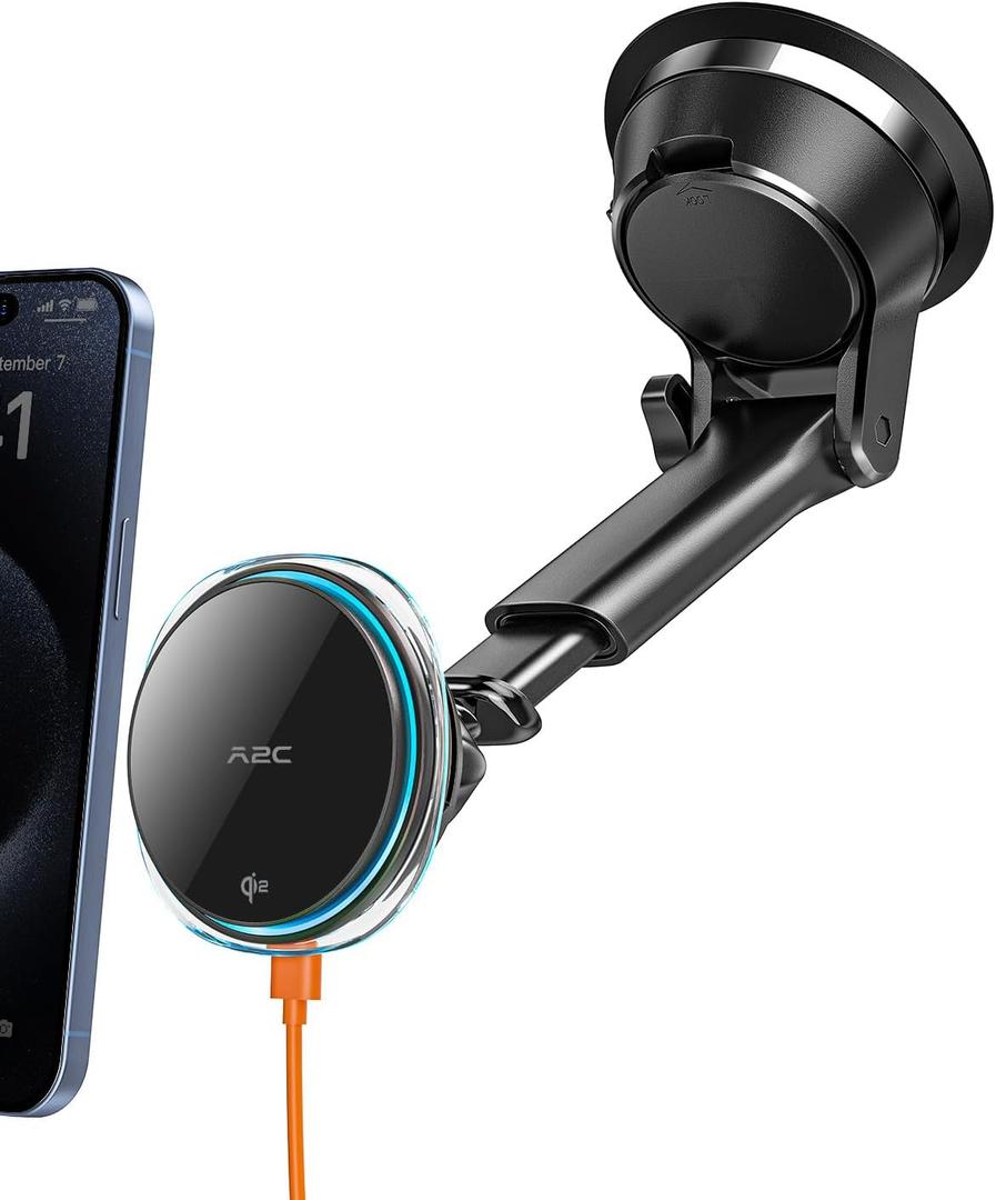 A2C for Qi2 15W Magsafe Car Mount Charger, Qi2-Certified Wireless MagSafe Car Charger with Semiconductor Cooler, Dash/Windshield Magnetic Wireless Phone Charging for iPhone 16-12 [with PD Adapter]