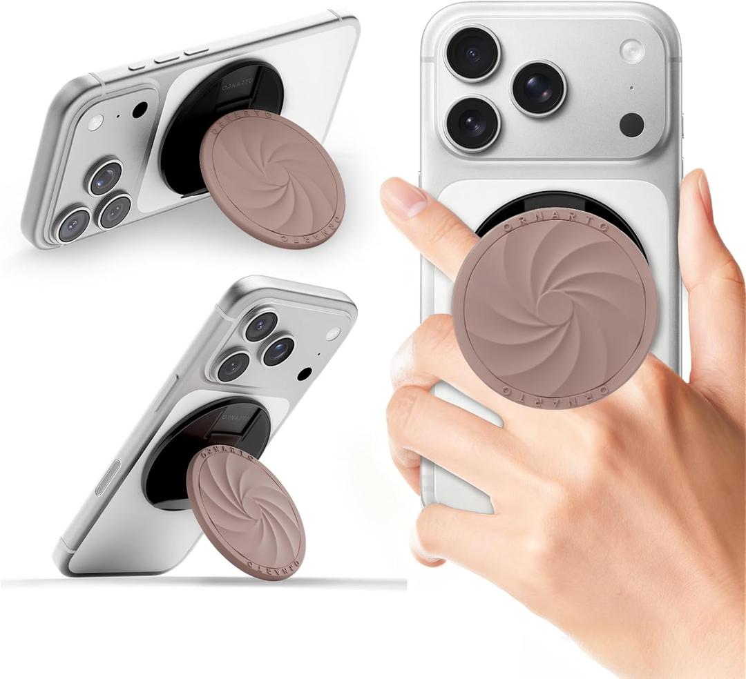 ORNARTO Vortuxe for MagSafe Phone Grip with Kickstand, Soft Liquid Silicone Finger Loop Grip, Phone Ring Holder for Back of Phone, Premium Build & Comfy Touch, Latte