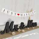 Mr and Mrs Sign & Just Married Banner, Mr & Mrs Signs for Wedding Table, Large Wooden Letters for Sweetheart Table, Photo Props Wedding Decorations for Anniversary, Black